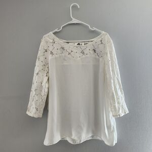 LC | Elegant White Lace Dressy Women's Top